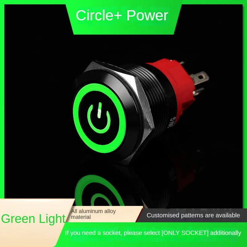 16/19/22mm Latching Push Button Switch 12/24/220V On Off BLack with LED  for with Wire Socket Plug Self-Locking/Self-reset power