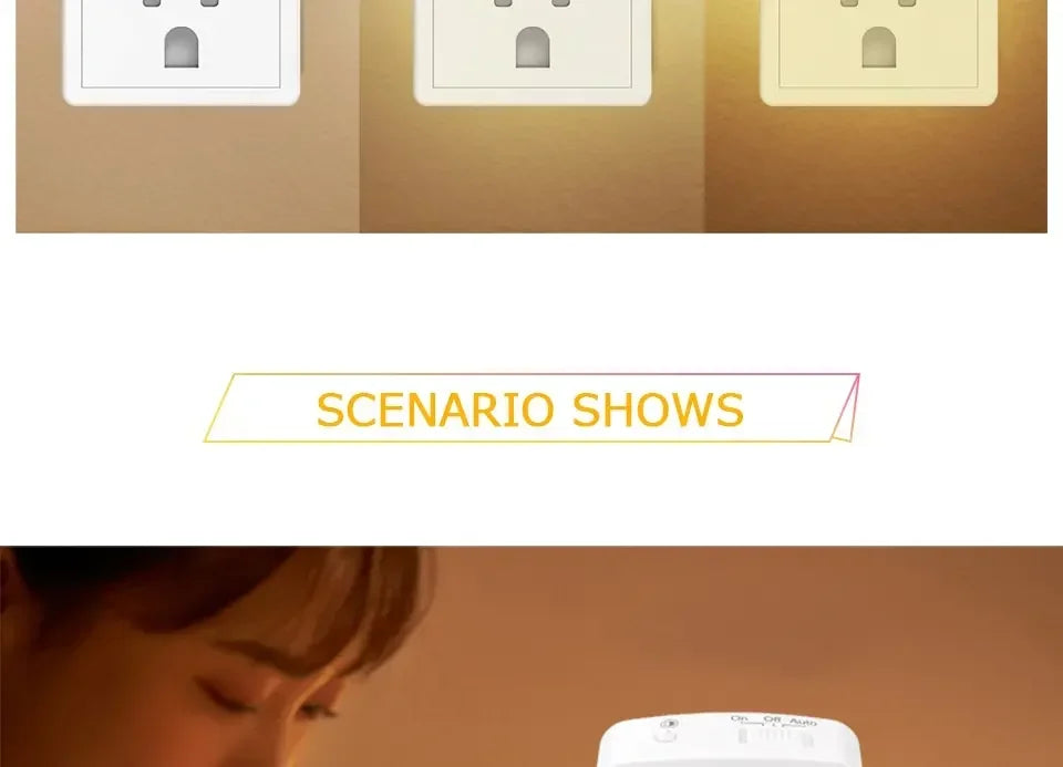 EU US Socket Led Night Light with Motion Sensor AC 85-265V PIR Human Induction Lamp 3 Colors Plug in Wall for Bedroom Hallway