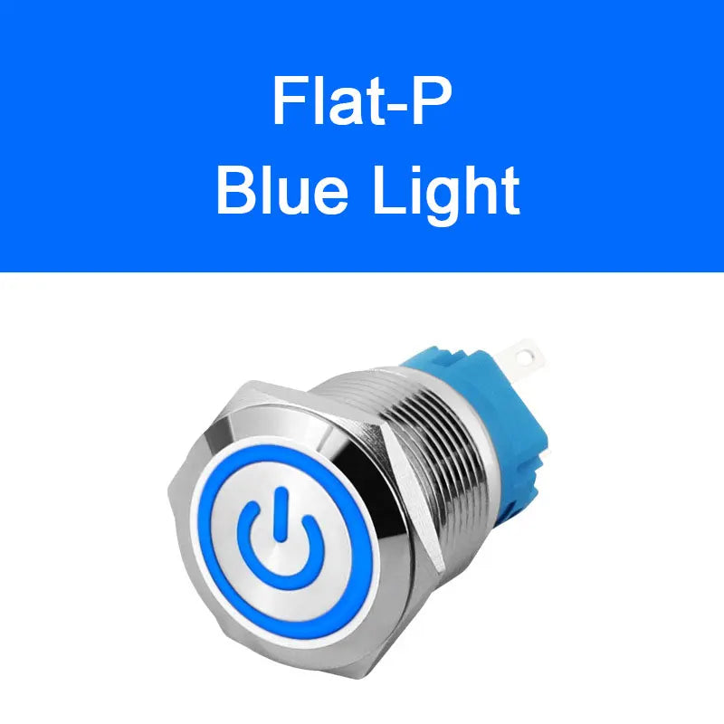 12mm 16mm 19mm 22mm metal push button on off switch power LED light Waterproof Flat circular button 3v 6v 12v 24v 110v 220v ip65