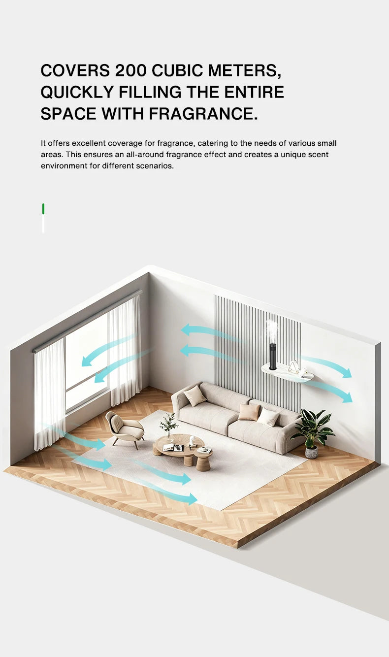 200m³ Smart Electric Essential Oil Diffuser Smell Distributor Fragrance Diffuser Waterless Scent Air Freshener for Home Hotel