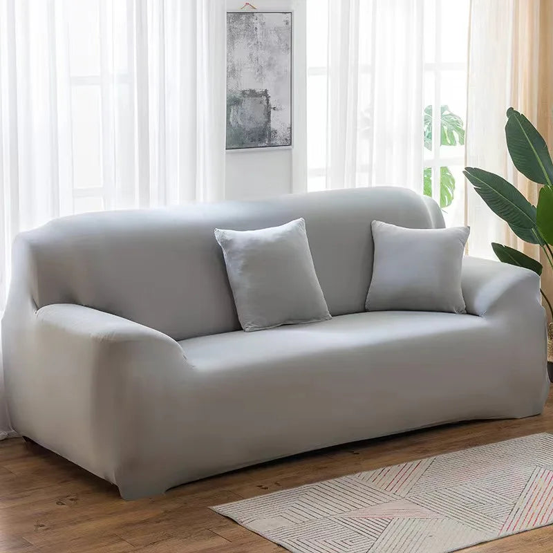 Solid Color 1/2/3/4 Seat Sofa Cover Stretch Milk Silk Fabric Couch Covers for Living Room Sectional Corner Settee Slipcovers 1PC