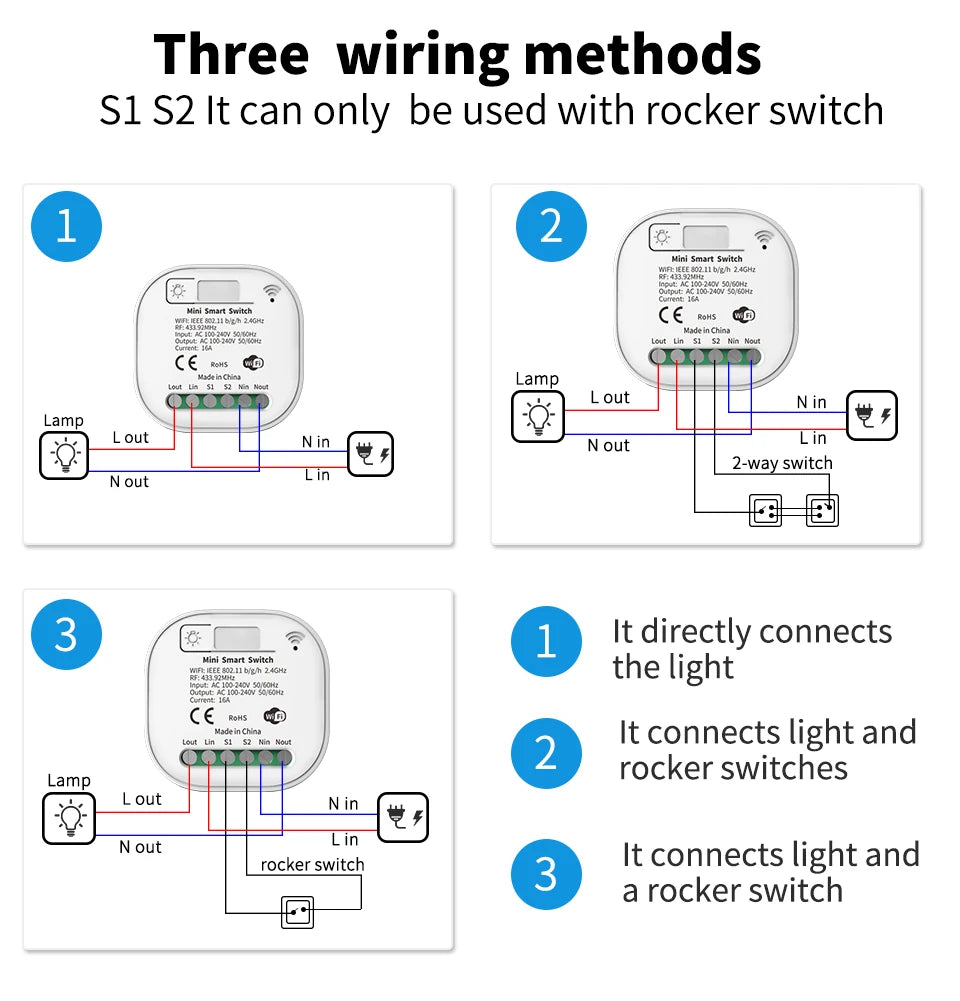 RF433 Self-Powered Wireless Light Switch, Kinetic No Battery,16A Relay, Retrofitting Easy Installation for Home Garage Garden