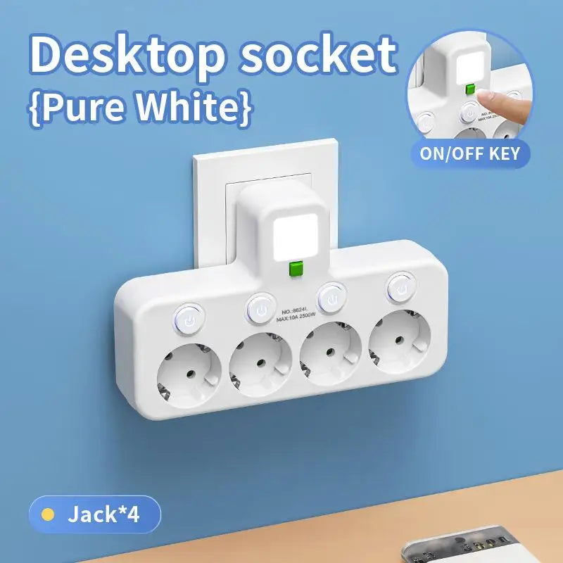 EU Plug Outlet 2-6 Sockets Electrical Socket No Extension Cord With or without it USB Type-C Ports Two specifications