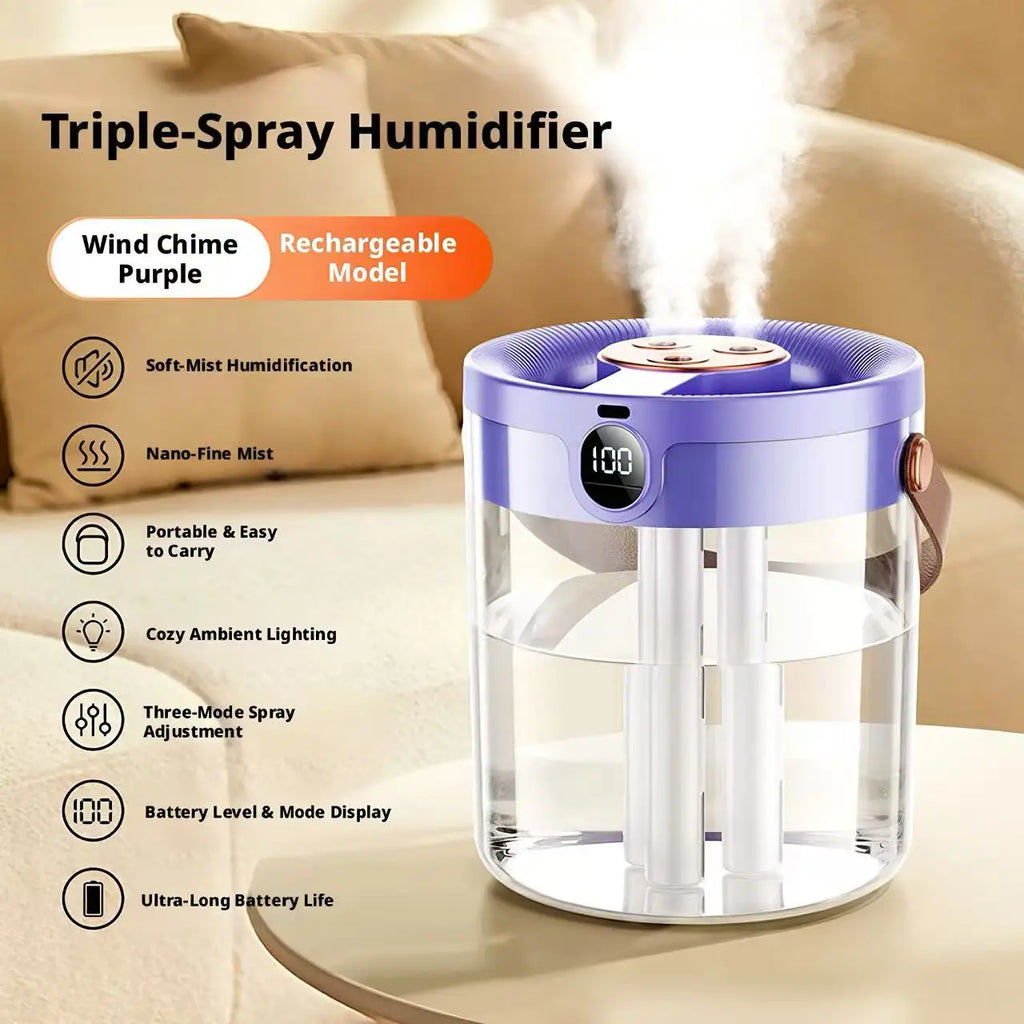 Smart 3 Spray Humidifier Digital Display Silent Large Volume Air Purifier Night Light Portable Desktop Home Bedroom Humidifier