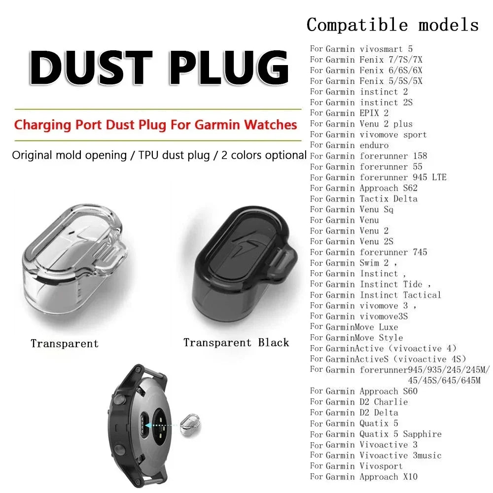 TPU Dust Plug Case Protector Cap for Garmin Fenix 8 8X 7 Pro 7X 6X Pro Enduro 2 Tactix 7 Pro Charging Port Dustproof Plug Cover