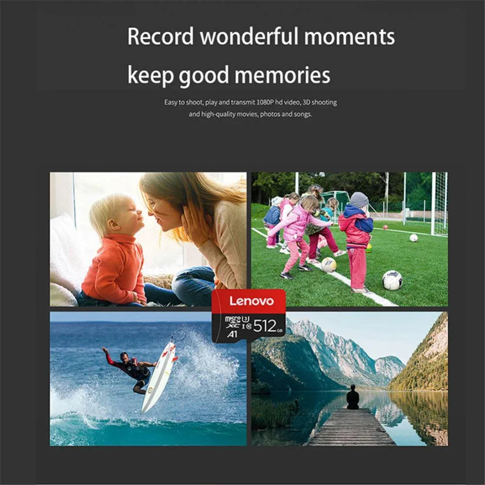 Lenovo 1TB Memory Micro Card Class 10 High Speed 4K Video TF Flash SD Cards 2TB 1TB 256GB 128GB TF Card for Phones Camera Drone