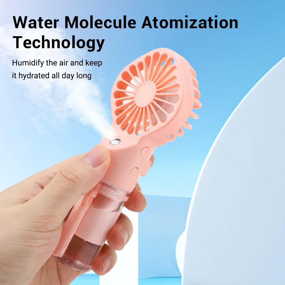 Portable Misting Fan 4 Speed 800mAh Type-C Rechargeable 20ml Water Tank Humidifier Mist Cooler Fan for Home Office Outdoor Trave