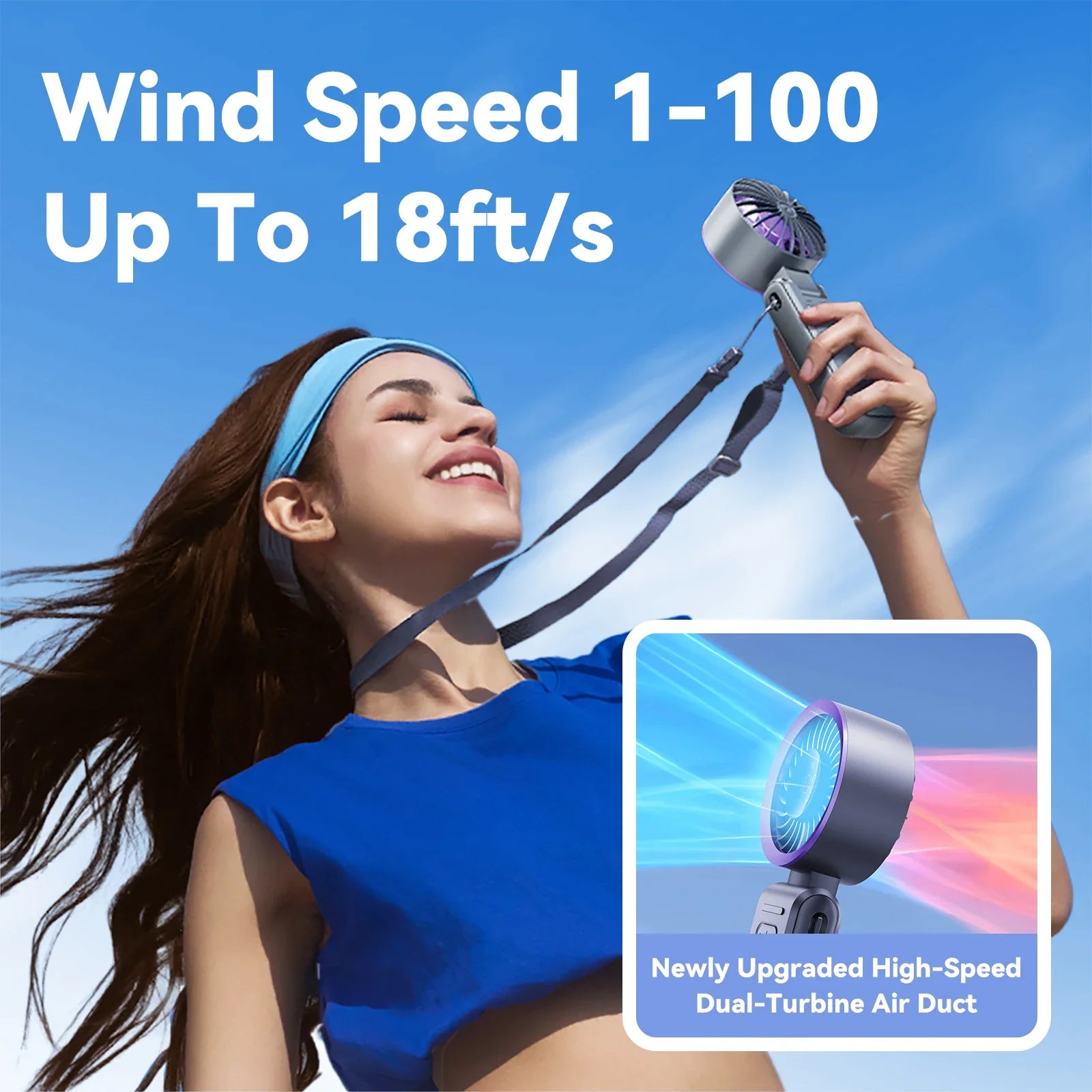 MUXNW 3 in 1 Portable Handheld Fan: Mini Personal Fan 3600mAh Rechargeable Foldable Turbo USB - Summer Beach Travel Cooling