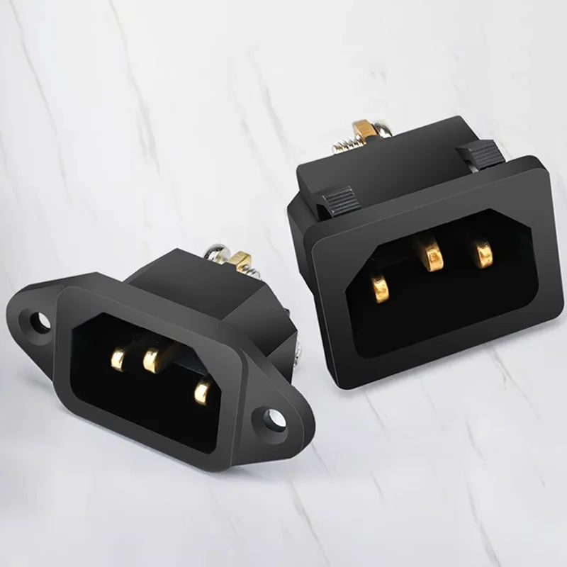 C13 C14 Electrical Power Socket Computer Mount Outlet 3 Pin IEC320 LED Rocker Switch Brass 10A Fuse Inlet Plug Connector 250v