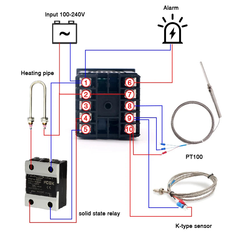 REX-C100 PID Temperature Controller 220v 400 degree Digital thermostat Output 40A SSR K Type Thermocouple
