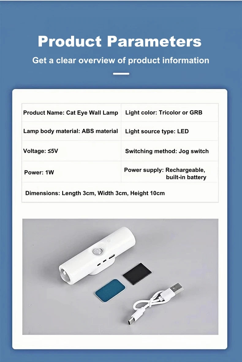 Rechargeable Motion Sensor Magnetic Wall Lamp Smart LED Double-head RGB Gradient Night Light for Bedroom Closet Home Decor