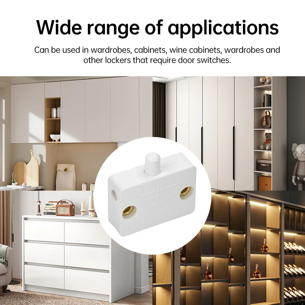 1/3PCS AC 250V Push Switches Door Switches Auto Switche Closet Light Switche Cabinet Door Switche Automatic Reset Push Switches