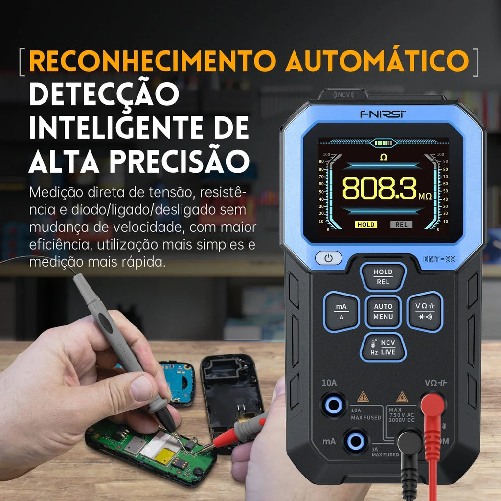 FNIRSI DMT-99 Digital Multimeter 9999 Counts Smart Professional Tester for 1000V Auto - range AC/DC Ohm Hz and Capacitance