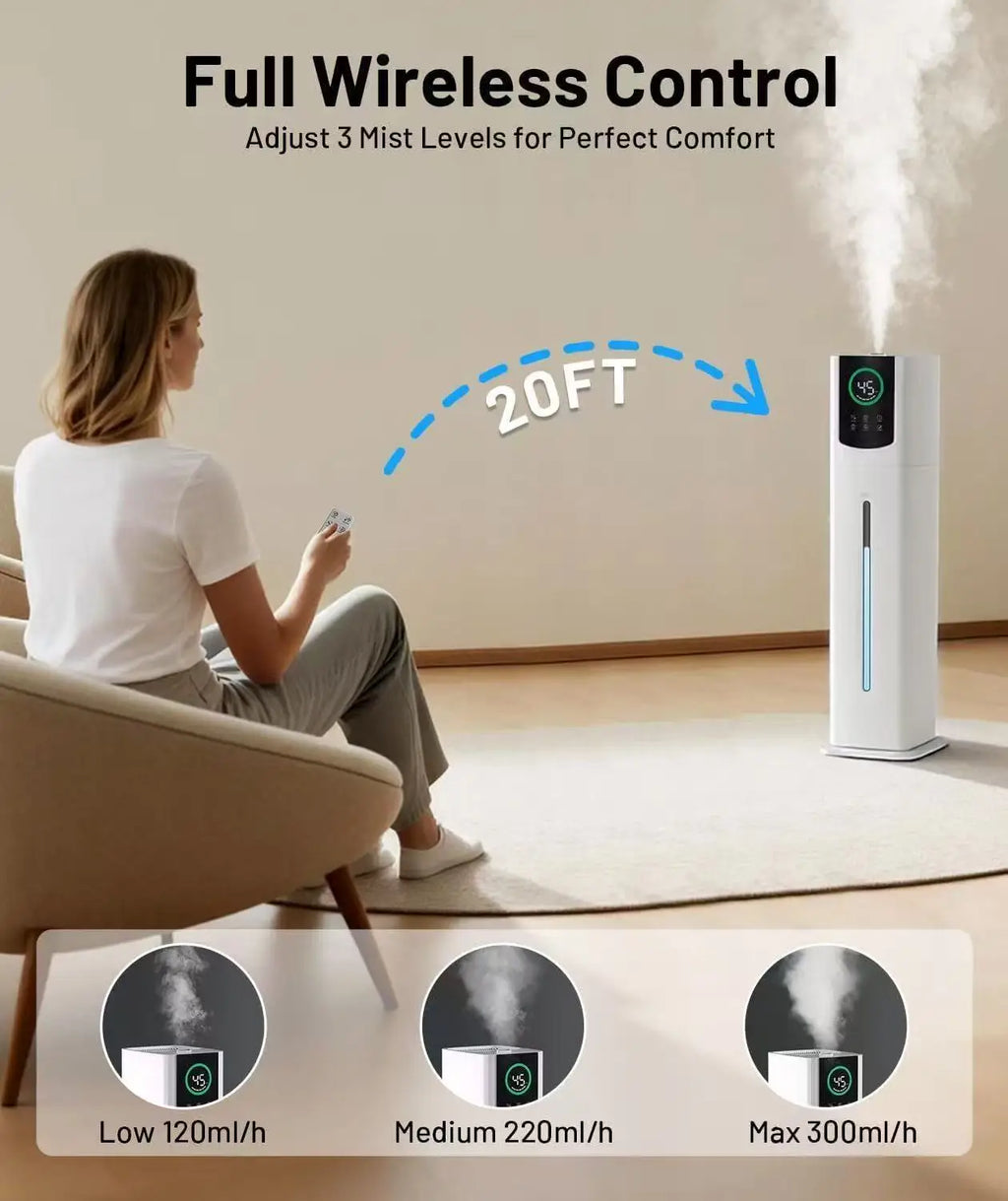9L Smart Humidifier for Bedroom Ultrasonic Large Mist Air Humidifier Ultra-Quiet 28dB, Auto Shut-Off, Baby Safe White