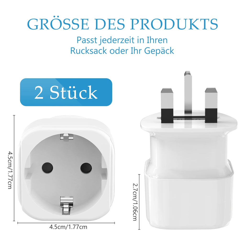 1/2pcs UK Travel Adapter, EU To UK Plug Adapter wall charge British Travel plug UK Power Converter Electrical Socket