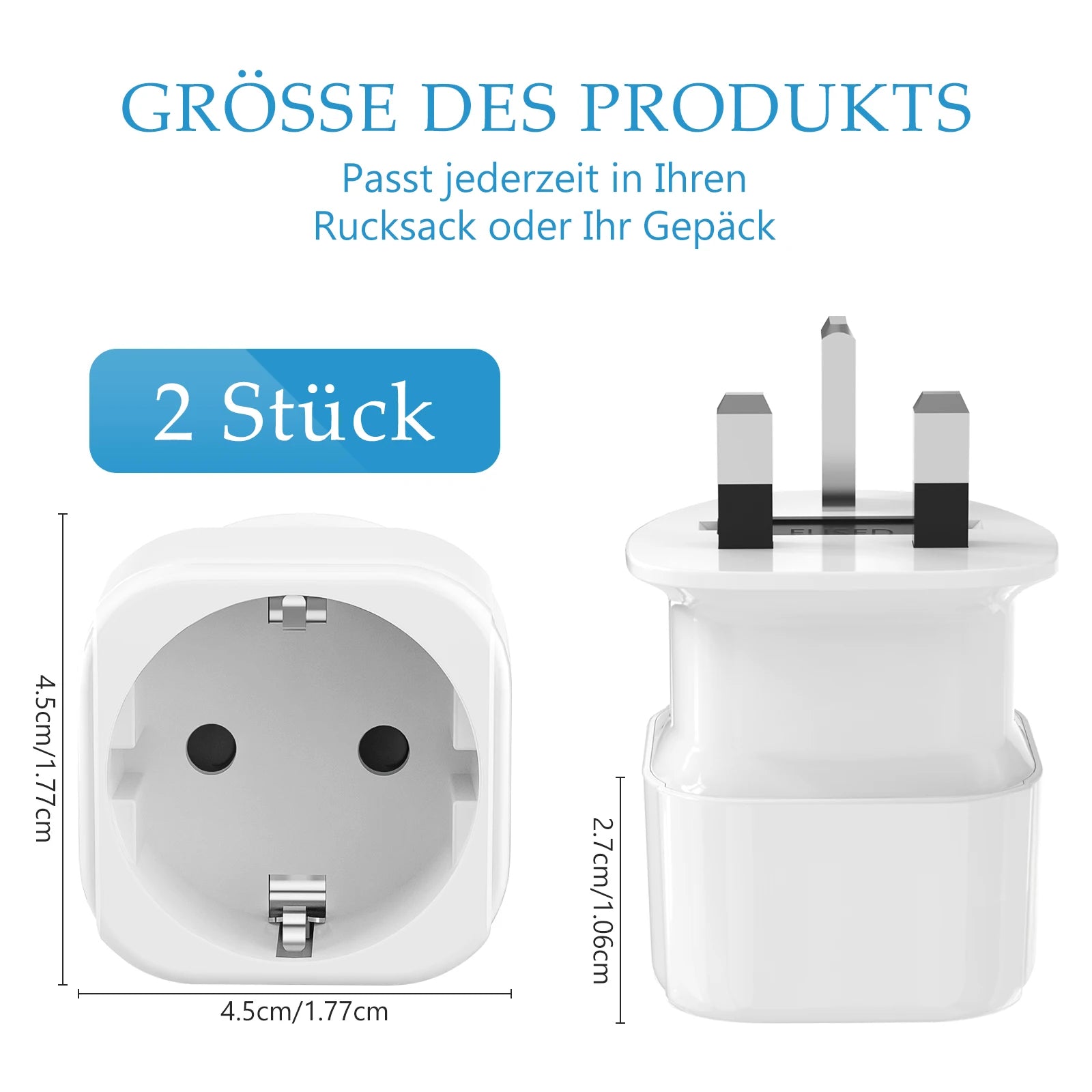 1/2pcs UK Travel Adapter, EU To UK Plug Adapter wall charge British Travel plug UK Power Converter Electrical Socket