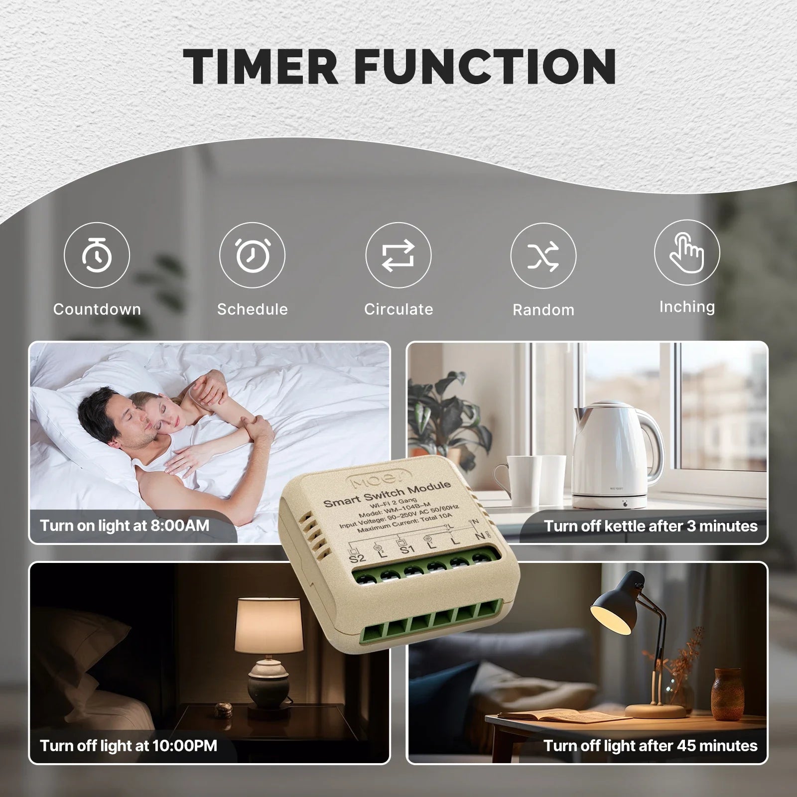 MOES Star Ring Series Mini Tuya WiFi/Zigbee Smart Switch DIY Module Light Switch 1/2 Gang Remote Control Work Alexa Google Home