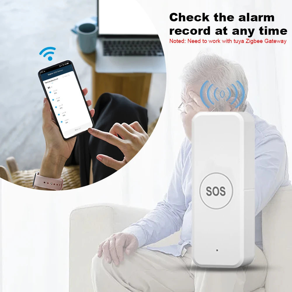 Tuya WiFi or Zigbee WiFi Panic Button for Elderly Senior Emergency Fall Alert Devices SOS Life Alarm Caregiver Pager Tuya Smart