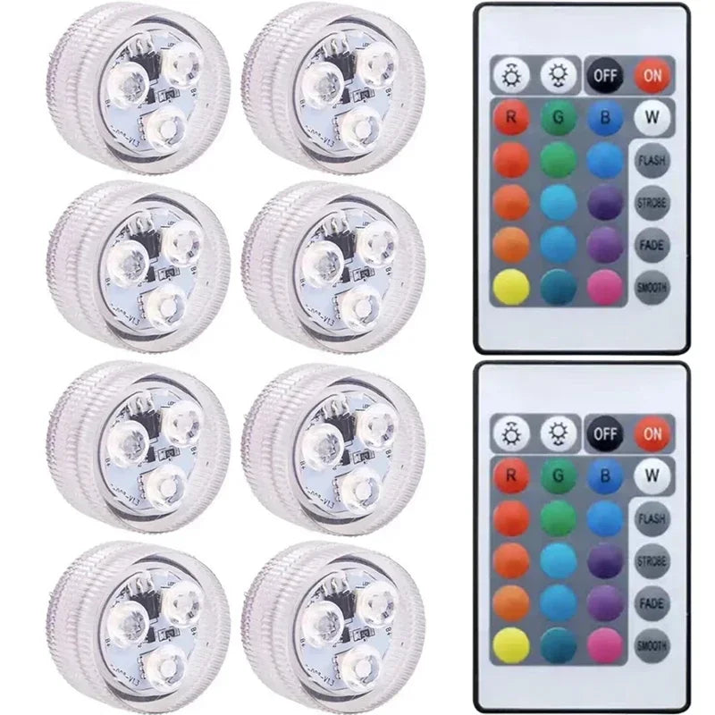 1-8 Pack Submersible LED Lights Waterproof Pool Light Underwater with 16 Colors, Remote Control for Aquarium,Vase, Bath,Hot Tub
