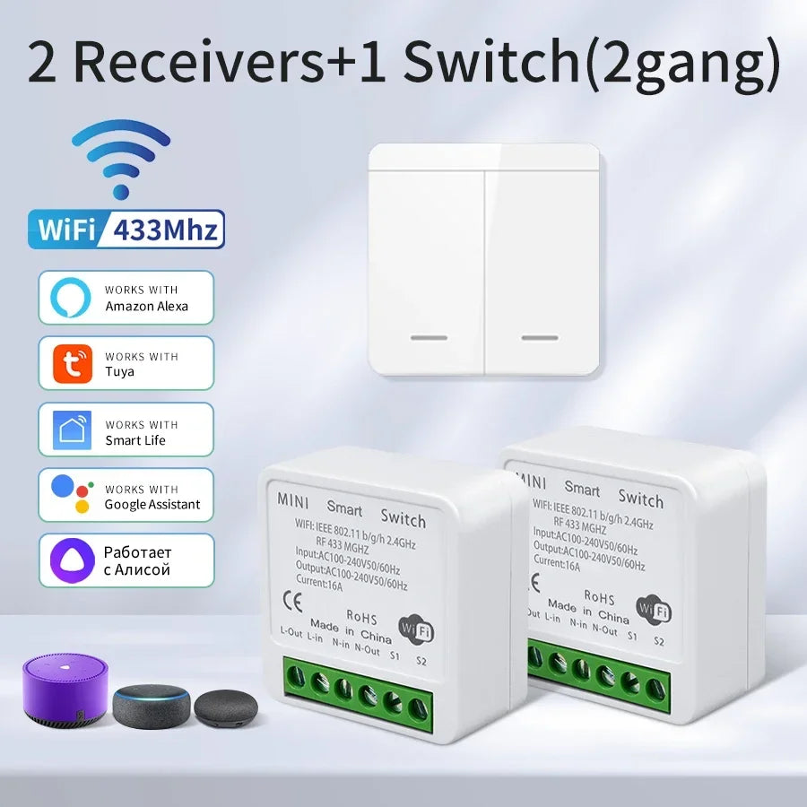 Tuya Smart WiFi Switch Smart Home Wireless RF 433mhz Smart Switch Wall Switch Smart Life APP Voice Control Via Alexa Google Home
