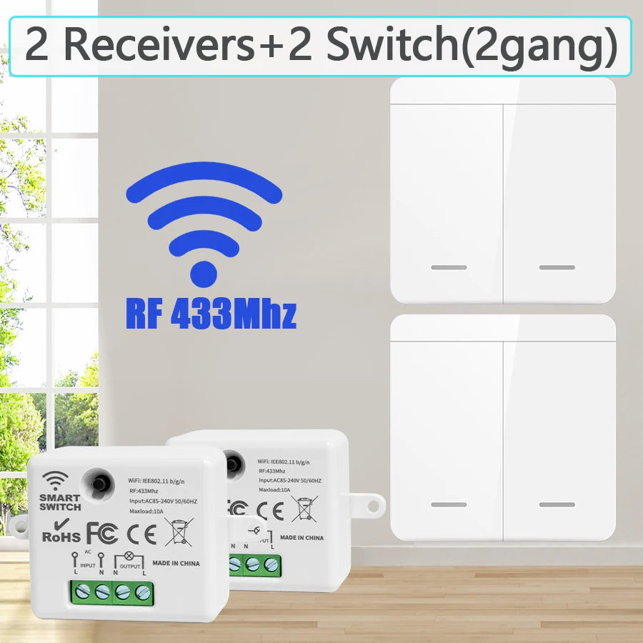 Wireless Light Switch 433MHz Remote Control 1/2/3Gang Interruptor Wall Smart Lighting Switch 10A 110V 220V For Lamp LED