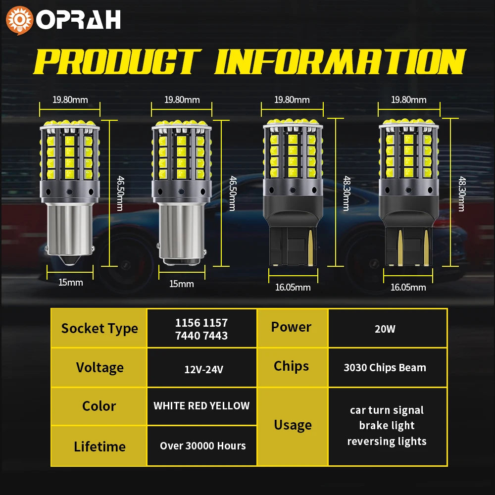 1×1156 ba15s p21w canbus bulbs py21w led turn signal yellow 7440 bulb bay15d 1157 canbus led reversing lights t20 7443 STOP LAMP