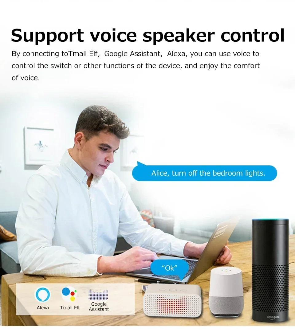 Tuya ZigBee or WiFi Smart Switch Automation Module Relay 16A Support 2 Way Control Breaker APP Voice for Alexa Google Home