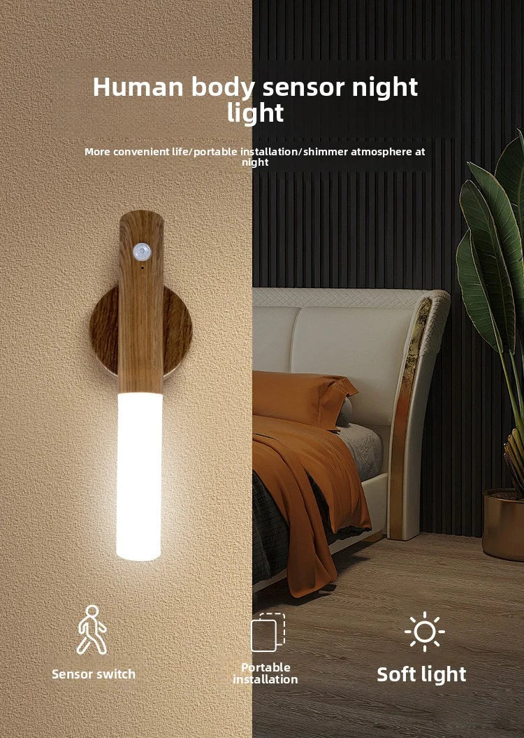 Automatic Night Light Motion Sensor Rechargeable 3-Mode LED Wall Light Human Body Induction Light for Bedroom Bathroom Hallway