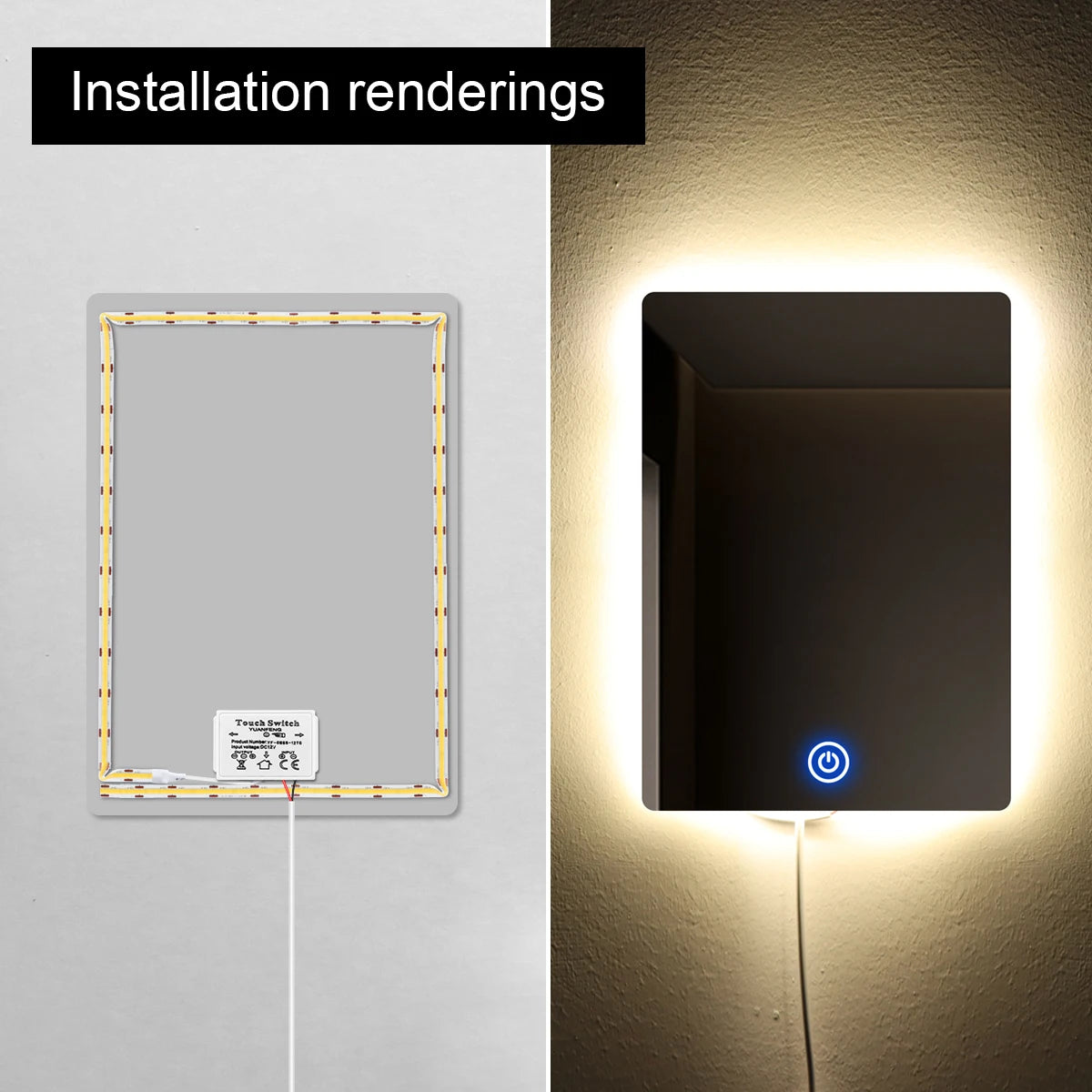 12V 5A LED Dimmer Switch Capacitive CCT Adjustable Touch Sensor Switch For Bathroom Mirror Light Backlight Decoration