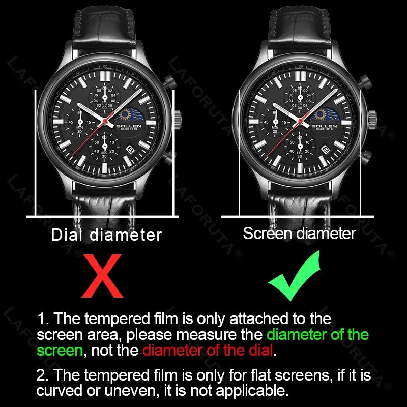 All Size Round Watches Tempered Glass Screen protector Diameter 23 25 28 32 33 37 43 44 45 46 mm Protective Film For Smart Watch