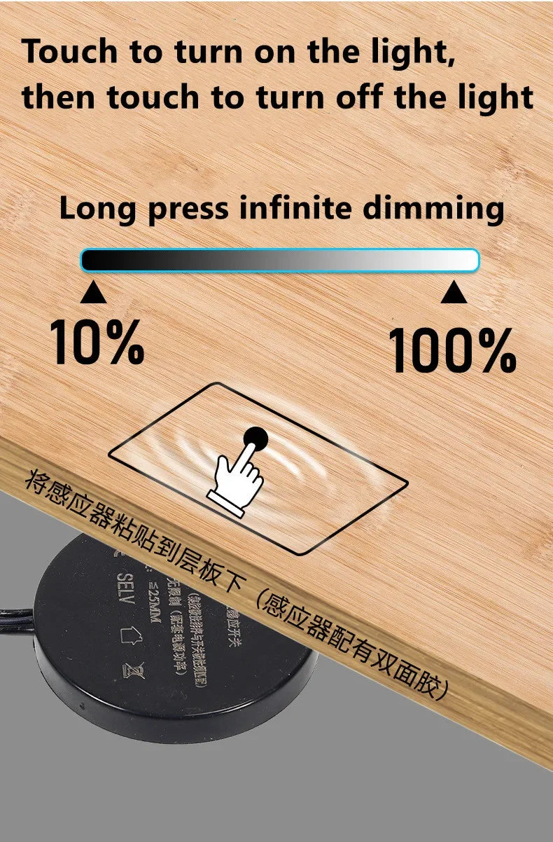 Aswesaw Sweep Dimmer Sensor Penetrating Switch DC 5V 12V 24V Wood Panel Touch Switch LED Dimmable Touch Sensing Hidden