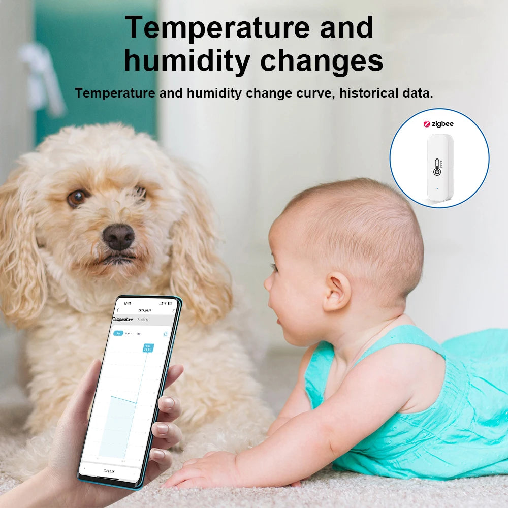 Tuya Zigbee Temperature Humidity Sensor Smart Life Remote Monitor For Smart Home Work with Alexa Google Assistant