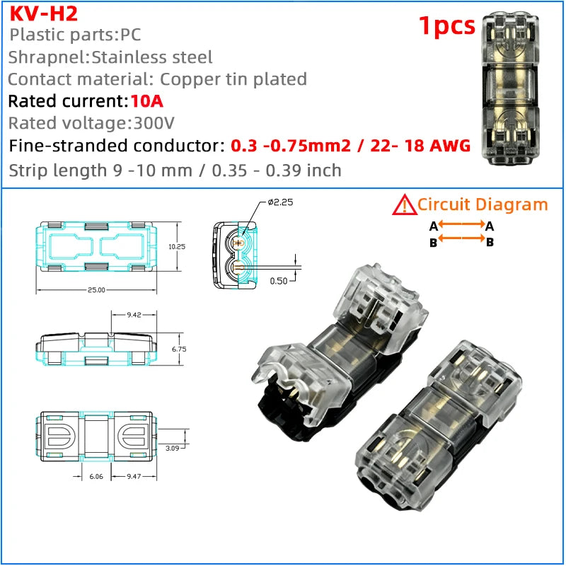 Quick Wire Connection T-Type No Wire Cutting LED Solder-Free Wire Connector Piercing Style Parallel Line Distributor
