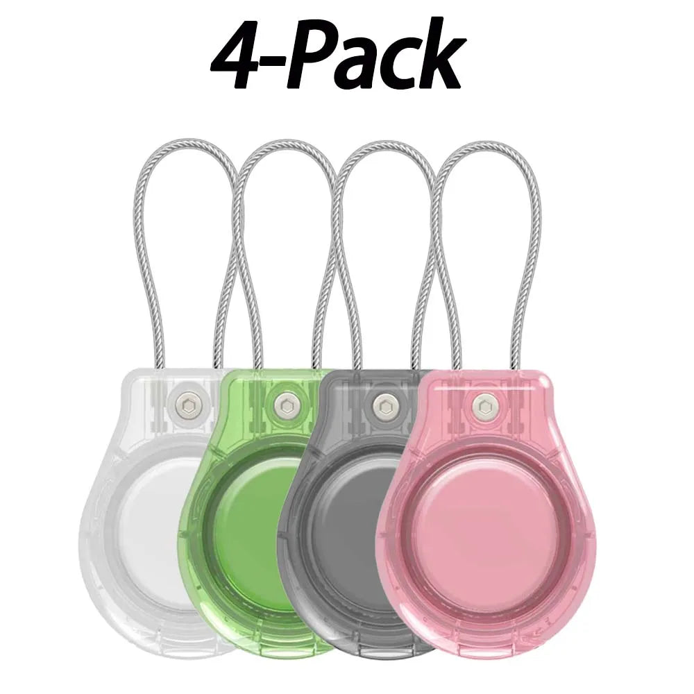 Secure Holder with Keyring - Anti-Lost Lock Case for Airtag Air Tags - Full Coverage Protectors Cover for Pets Luggage Key
