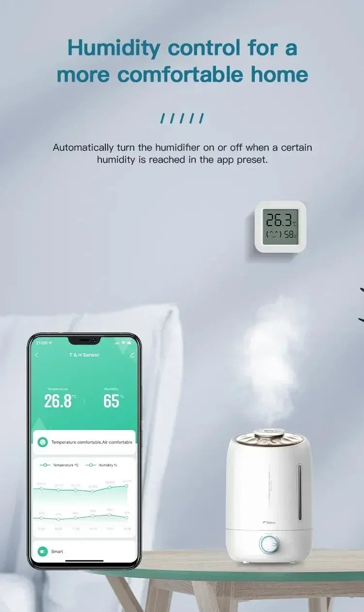 Tuya Zigbee2MQTT Thermometer Hygrometer Sensor Temperature Humidity Sensor Require Hub work with Tuya Smart Alexa Yandex ZHA