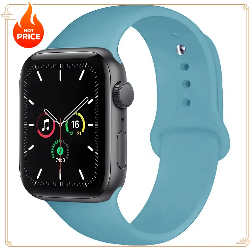 Original Silicone Strap for Apple Watch Band 38/40/41/42/44/45/46MM 49mm Bracelet for Iwatch Serie 10 9 7 4 5 6 8 SE Ultra 2 3