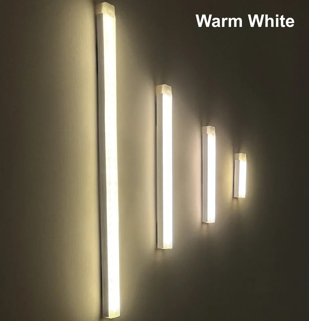 LED Motion Sensor Strip Light Wireless Sensor Night Light USB Rechargeable Detector Light Wall Lamp Kitchen Cabinet and Storage