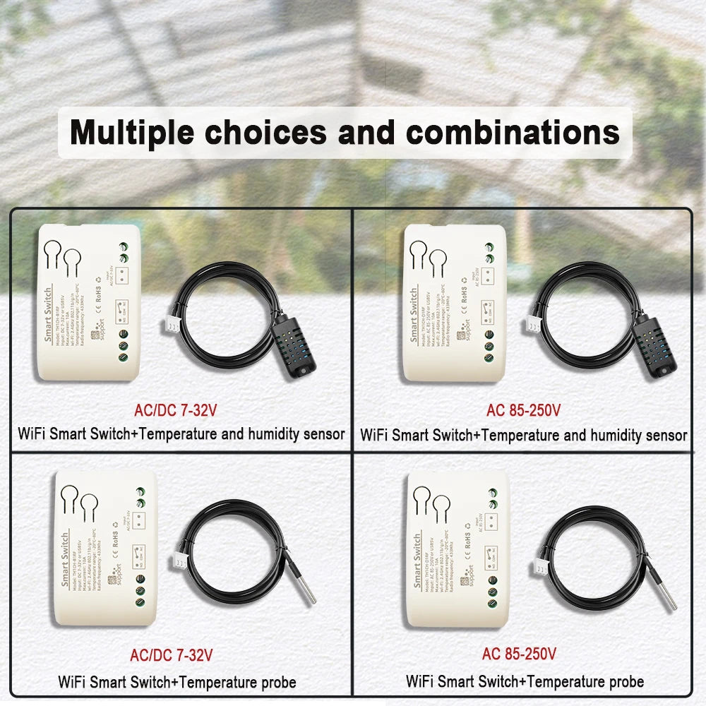 Smart Temperature Humidity Wifi Switch 10A 2000W Intelligent Monitoring Thermostat Compatible with Ewelink Alexa Google Home