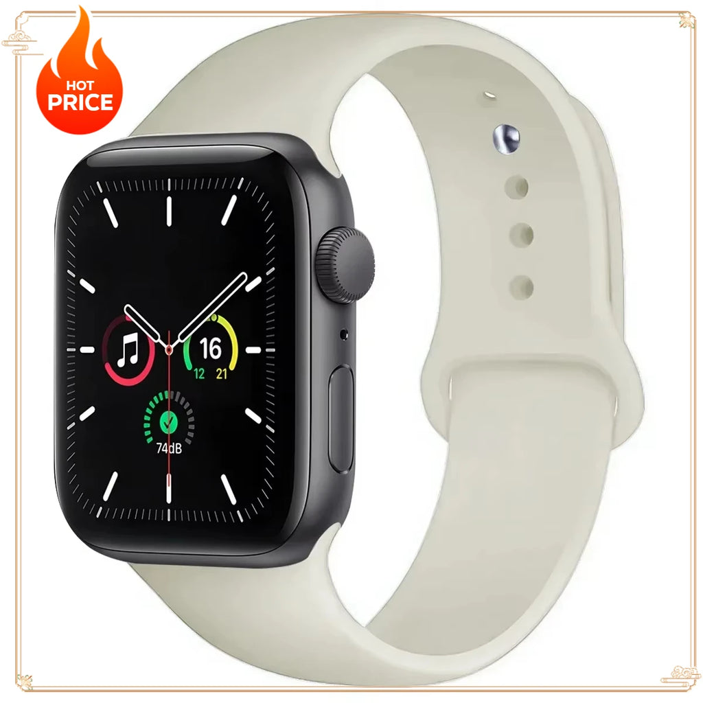 Original Silicone Strap for Apple Watch Band 38/40/41/42/44/45/46MM 49mm Bracelet for Iwatch Serie 10 9 7 4 5 6 8 SE Ultra 2 3