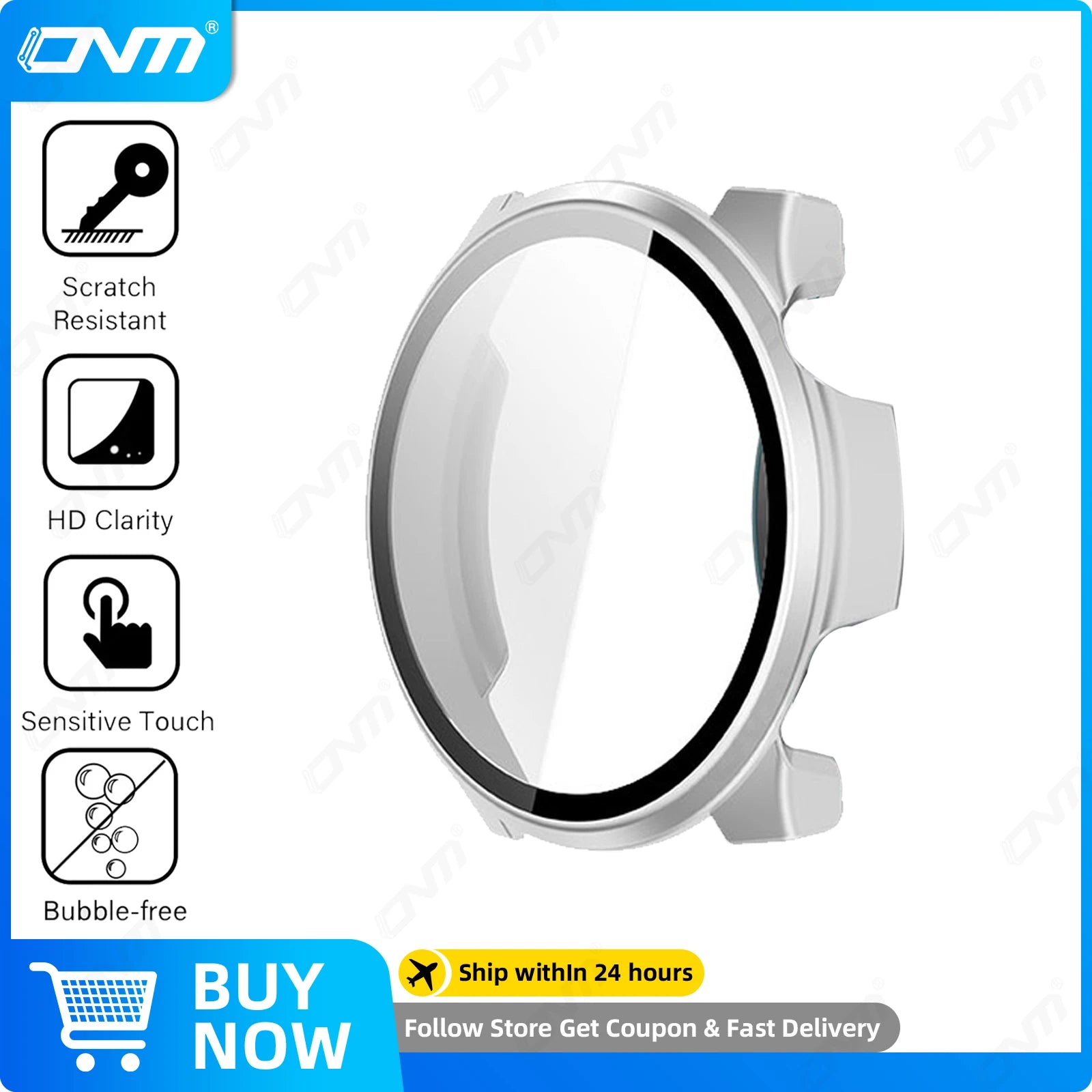 Glass+Case for Haylou Watch 4S Tempered Glass Anti-scratch Screen Protector & Hard PC Protective Bumper Covor Accessories