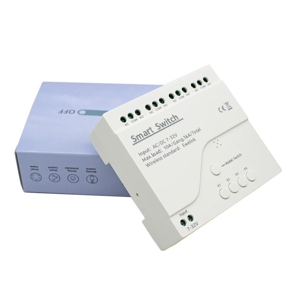 EWelink WiFi Smart 4CH Switch 220V 10A Relay Module APP Remote Control 12V 24V 85-250V Receiver Google Home Alexa