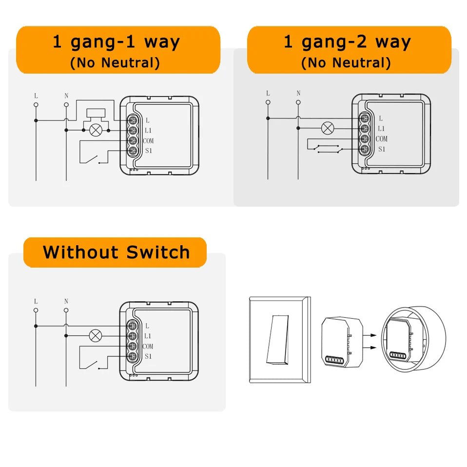 No Neutral Tuya ZigBee 3.0 Smart Switch Module 1 2 3 4 Gang Wire Required Smart Home DIY Light Breaker Works with Alexa Google