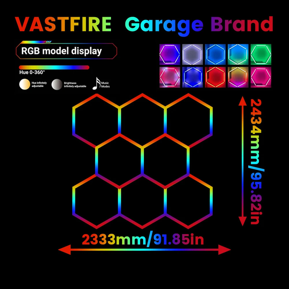 Smart RGB Honeycomb Hexagonal LED Lights with Music Function for Mobile Remote Control, Suitable for Gaming and Esports Rooms