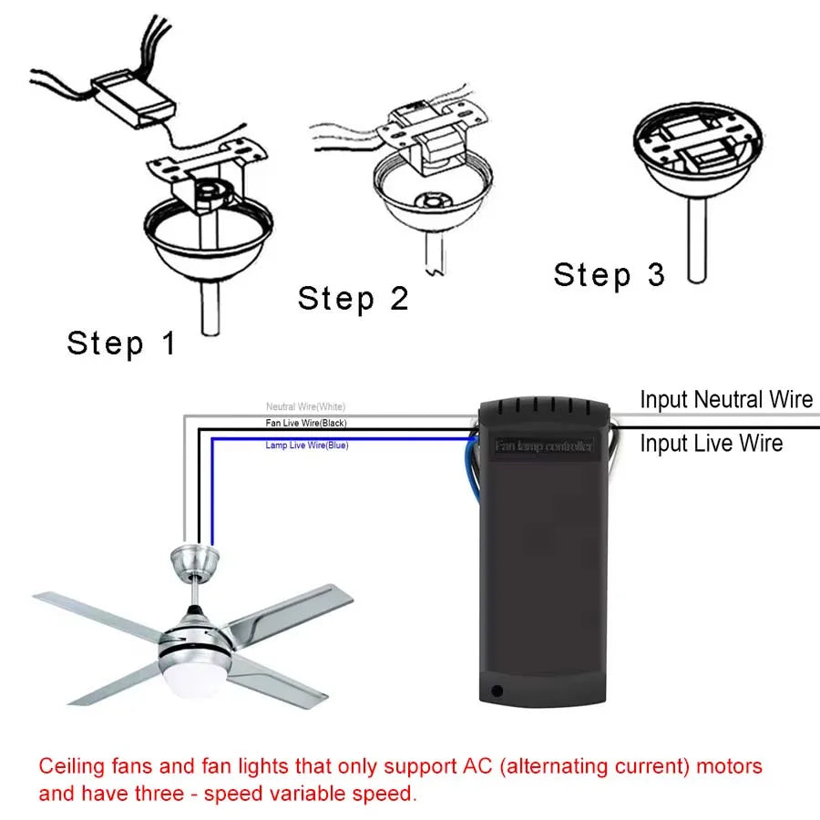 Ceiling Fan Light Remote Control Switch AC 110V 220 3 Speed Timing T4 5uF Wireless Remote Controls For Fan Lamp Light Diy Kit