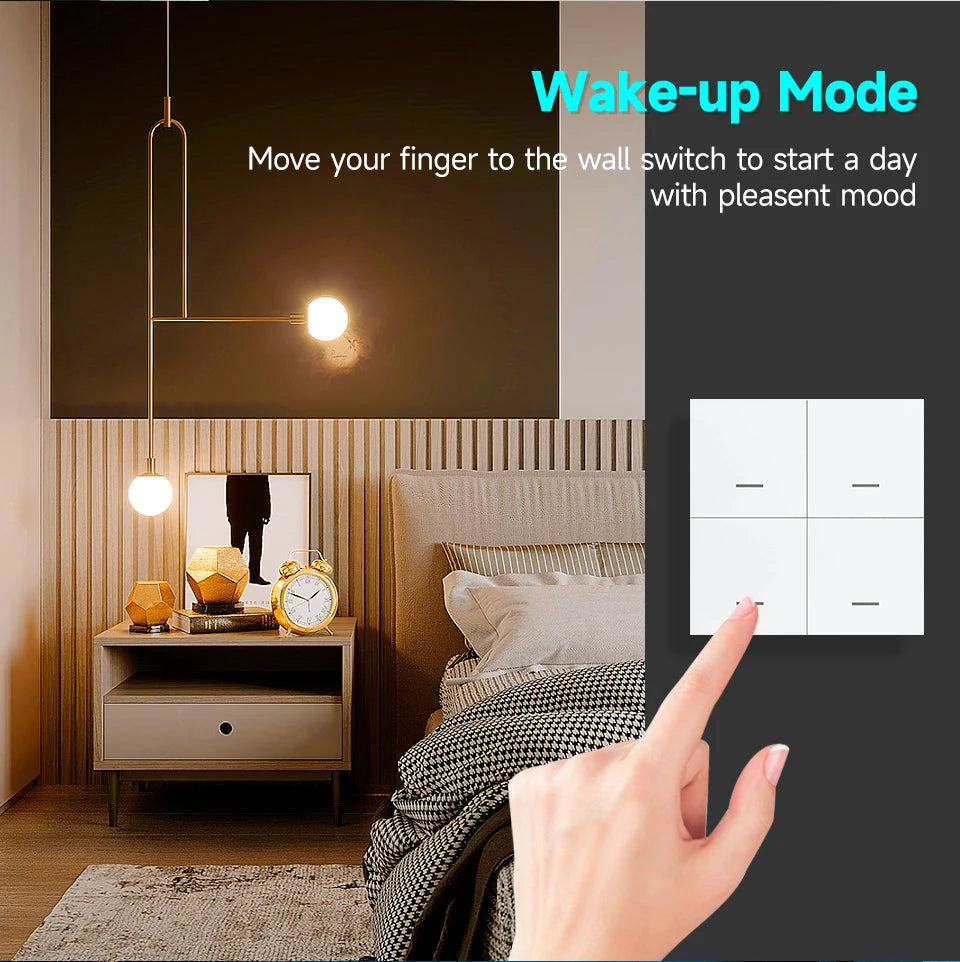 Tuya ZigBee 3.0 Smart Scene Switch Wireless Free Sticker Wall Scene Switch Push Button Battery Powered Transmitter Alexa