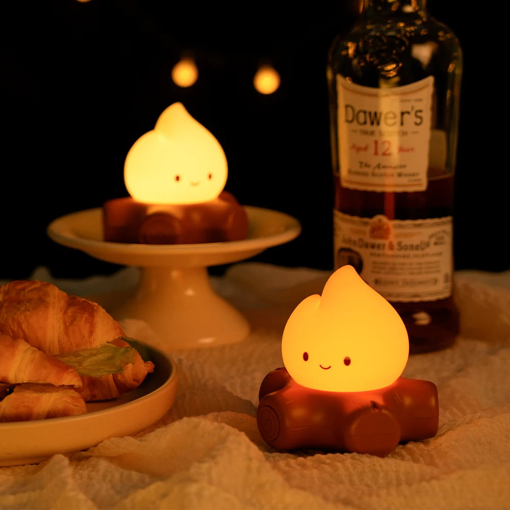 Campfire Night Lights With White Noise Creative Room Decoration Atmosphere LED Light Desk Lamp For Kids Christmas Birthday Gifts