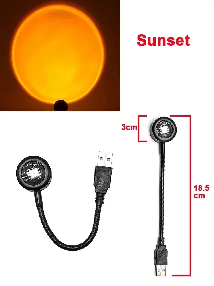 Led USB Sunset Lamp Projector Home Party Decor Night Light Atmosphere Neon Lights For Bedroom Living Room Wall Photography