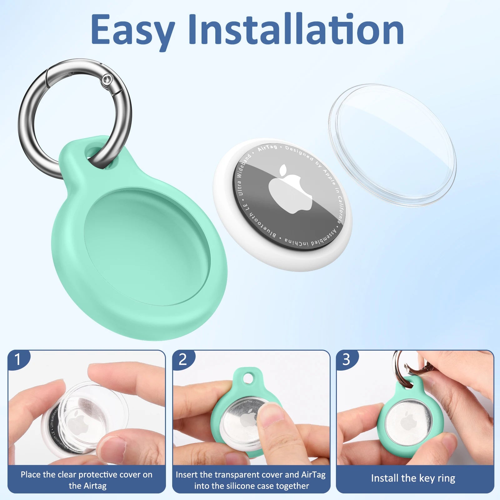TPU Cover for Apple Air Tag Holder with Keychain Protective Shell Tracker Accessories Anti-scratch Sleeve For Apple Air Tag Case