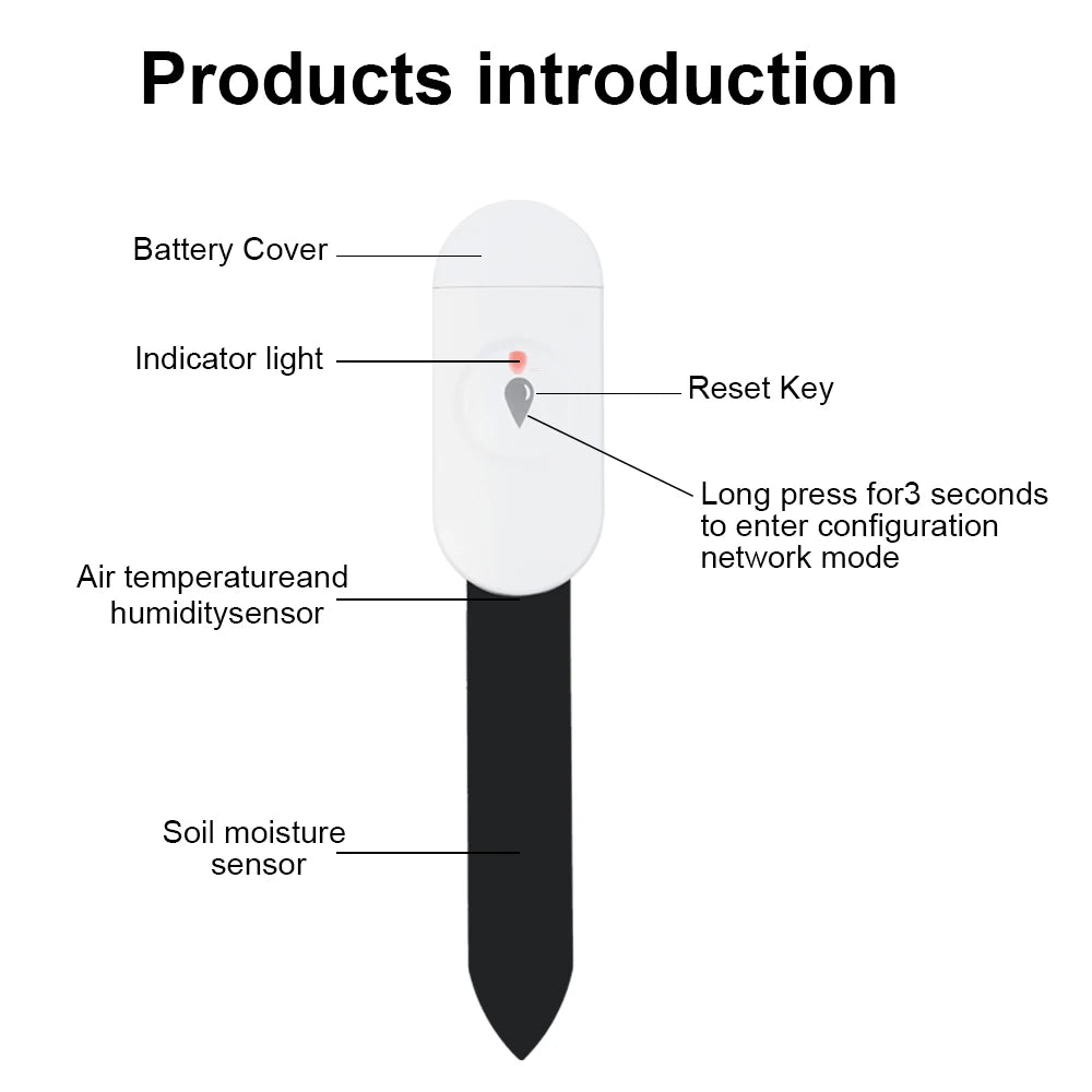 Tuya Zigbee Temperature Humidity Moisture Detector Smart Soil Tester Moisture Sensor Phone App RealTime Monitor for Home Garden