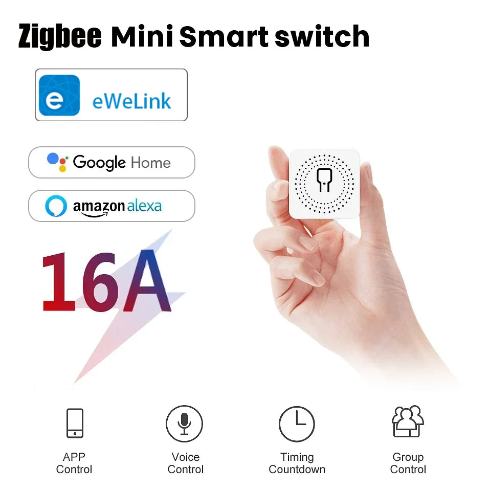 16A eWelink Zigbee 3.0 Mini Smart DIY Switch Control Smart Home Relay Automation Breaker Works With Alexa Google Home Yandex